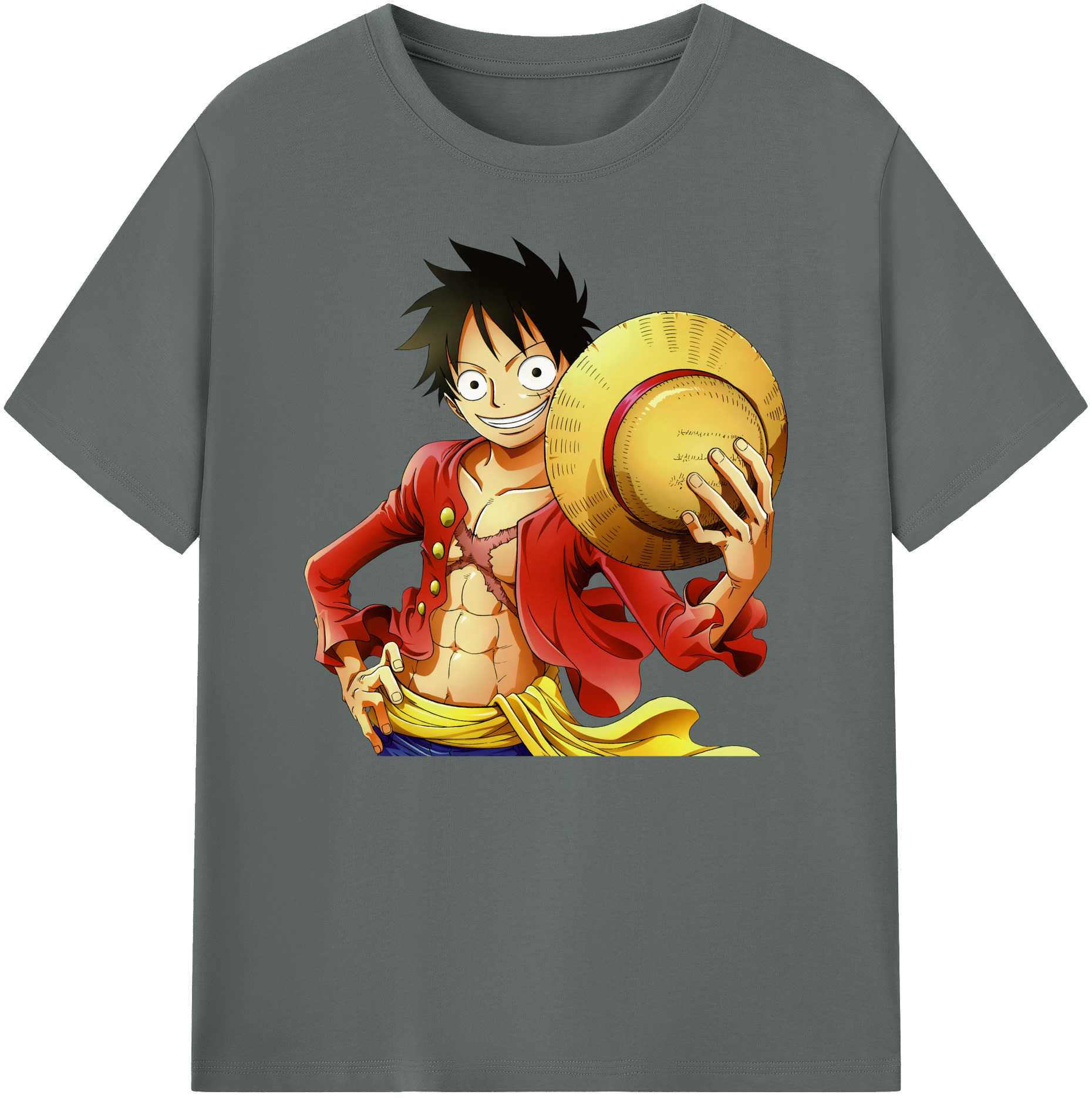 ワンピース モンキー・D・ルフィ ONE PIECE Monkey D. Luffy 綿100％ メンズ半袖Tシャツ｜肌触りやわらか＆通気性